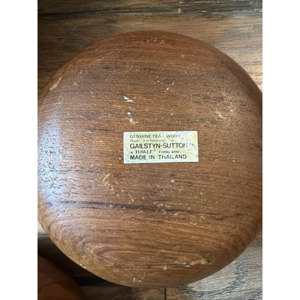 Vtg 60s Gailstyn-Sutton Teak Wood 5pc Set Thailand Salad & Serving Bowls MCM